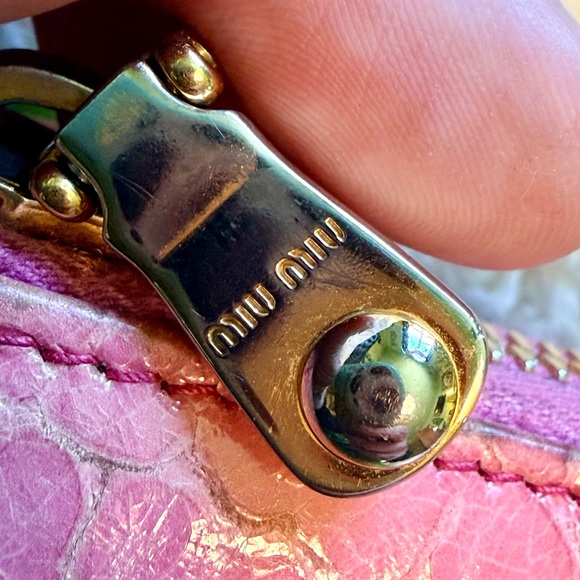 MIU MIU Pink Bubblegum Continental Soft Croc Italian Leather Long Zipper Wallet - Picture 7 of 12